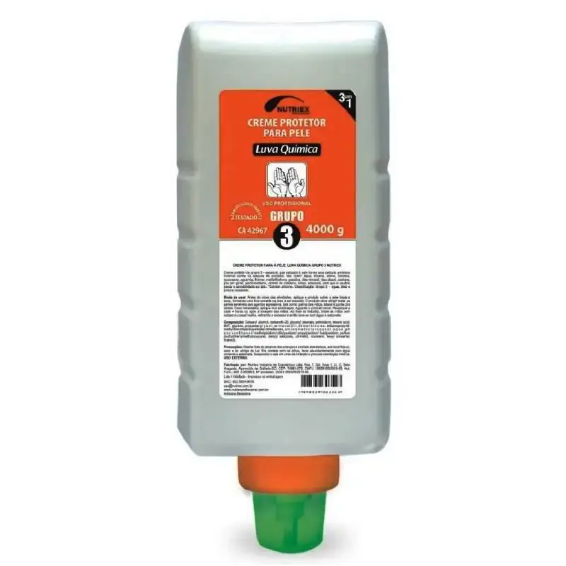 Creme protetor para mãos luva química grupo 3 (Água óleos pintura) 4.0 KG com dispenser Nutriex — fotografia 4