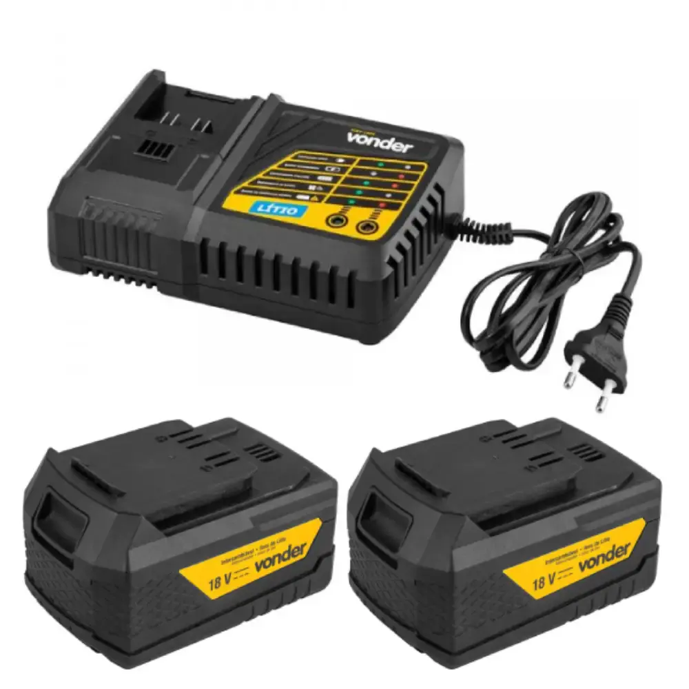 Kit 2 baterias 18V 4AH linha intercambiável com carregador rápido Vonder — fotografia de referência