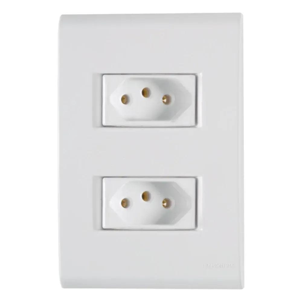 Conjunto 2 tomadas liz branca horizontal 2P+T 20A 250V Tramontina — fotografia de referência