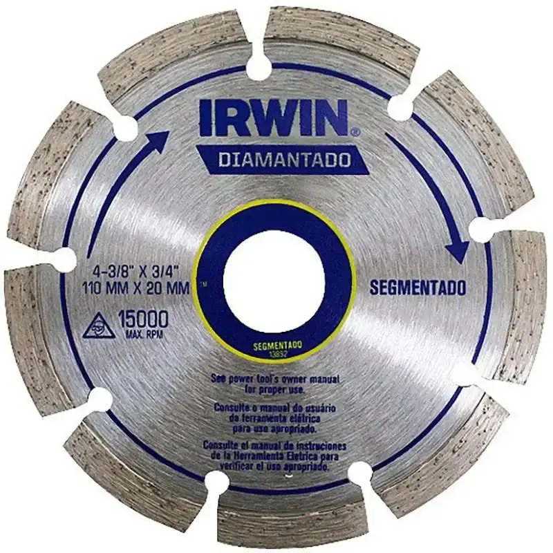 Disco de Corte Diamantado 4.3/8 POL Segmentado p/ Concreto 110x20MM 13892 IRWIN — fotografia de referência