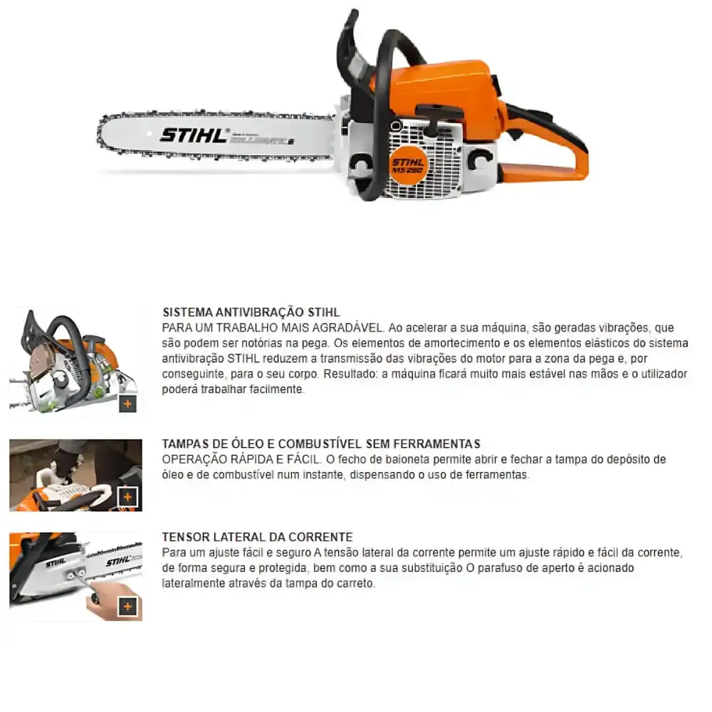 Motosserra combustão a gasolina 45,4 CC sabre 40 CM MS 250 Stihl — fotografia 3