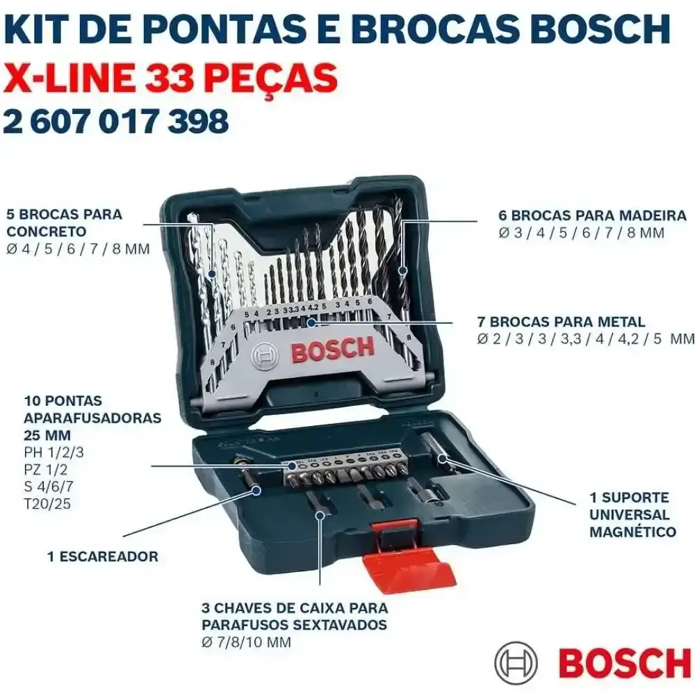 Furadeira de impacto industrial 3/8POL 450W com kit de pontas 30 peças Bosch 110 V — fotografia 6