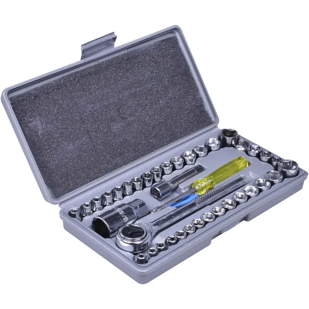 Jogo de soquetes sextavados 40 peças com catraca Bumafer — fotografia 3
