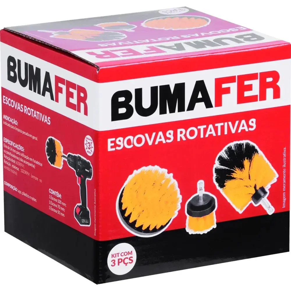 Jogo de escovas rotativas para furadeira 14MM 3 peç Bumafer — fotografia 12