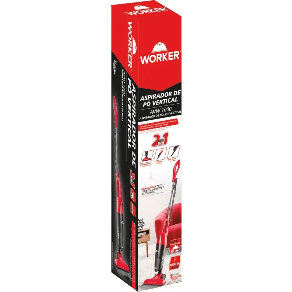 Aspirador de pó vertical 2 em 1 1000W 1,2L 127V Worker — fotografia 12