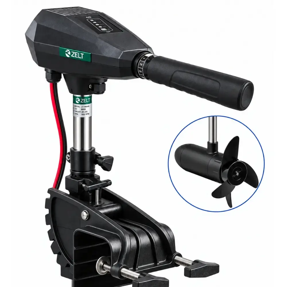 Motor elétrico de popa 12V 58LB para barco canoa caiaque 612W digital haste ajustável Zelt — fotografia 7