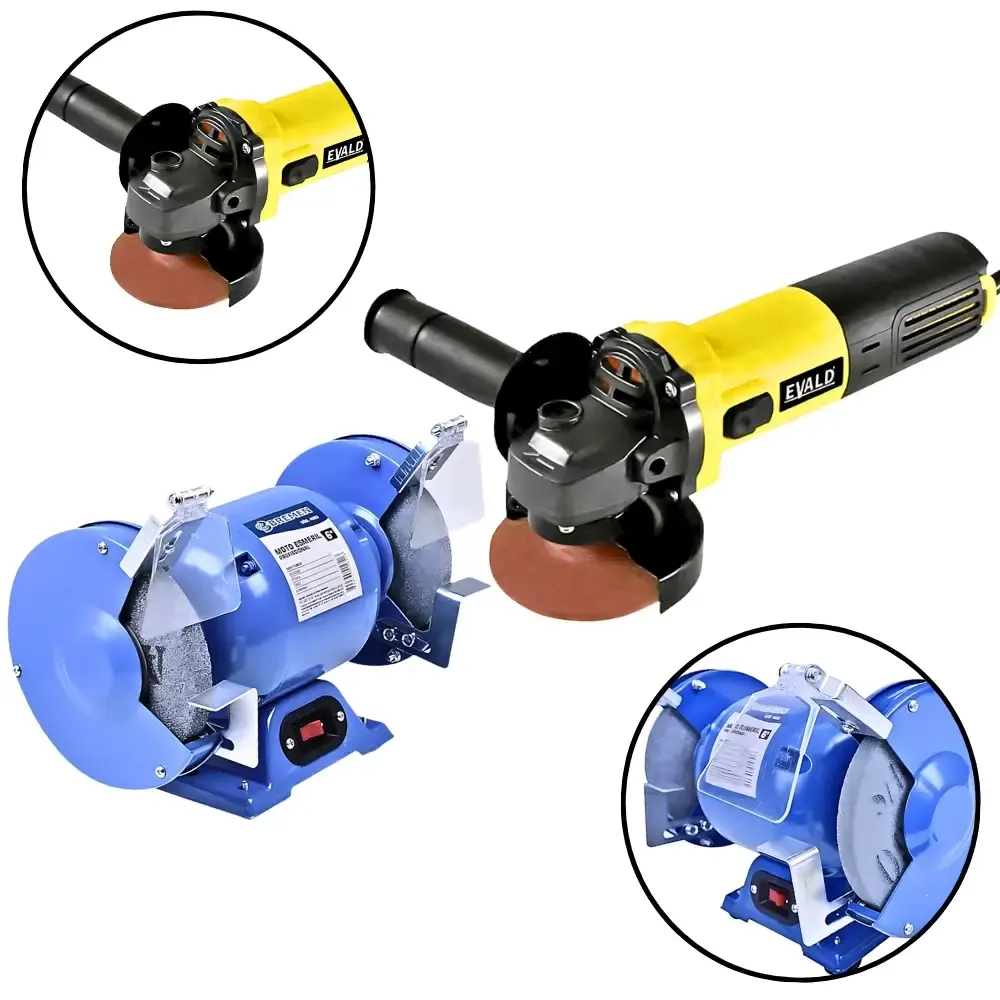 Moto esmeril 6 POL 1/2 HP e esmerilhadeira angular 4.1/2 POL evald 110 V Bremen — fotografia de referência