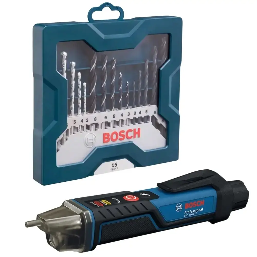Detector de tensão GVD 1000-17 com estojo de brocas 15 peças Bosch