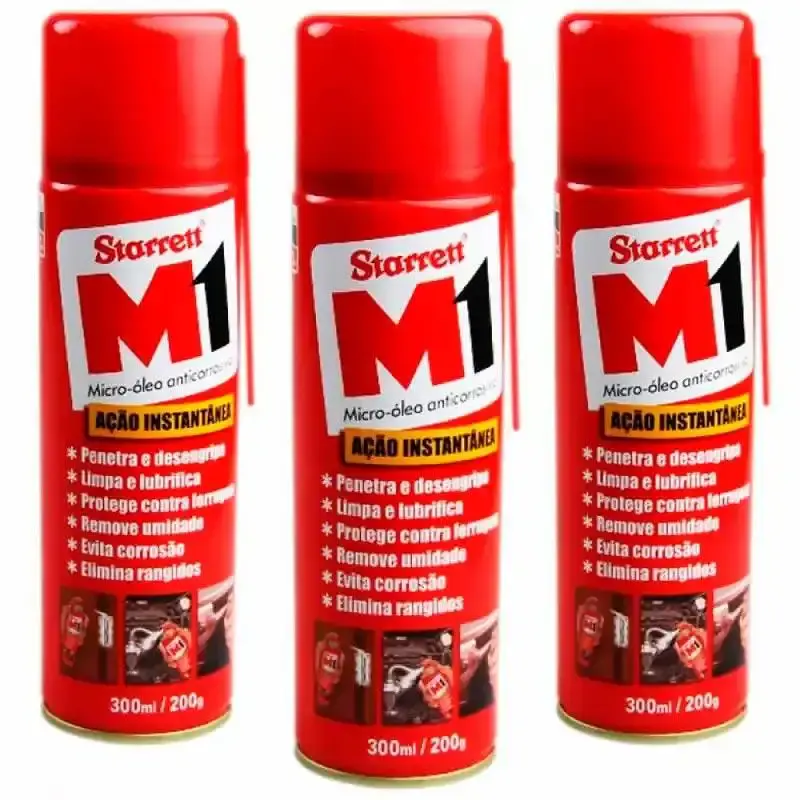 Desengripante spray 300 ML M1 com 3 peças Starrett — fotografia de referência