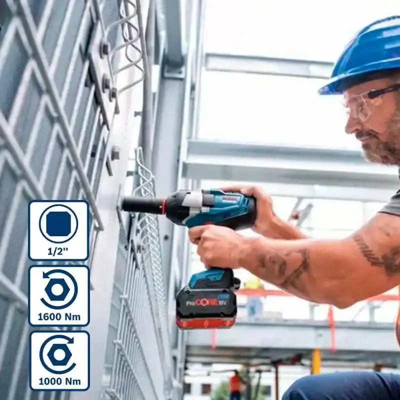 Chave de impacto à bateria 18V 1/2 POL brushless 1000NM sem bateria e carregador GDS18V-1000 Bosch — fotografia 4