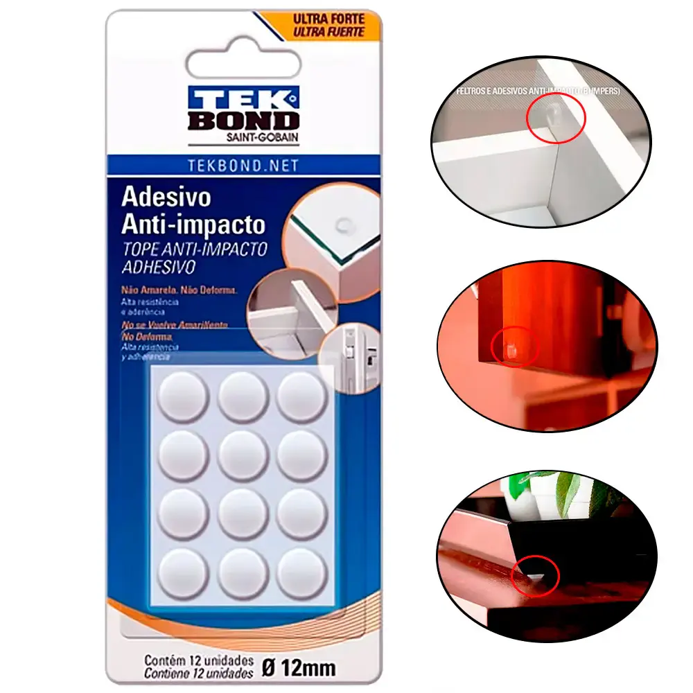 Adesivo Silicone Anti-Impacto Multiuso para Casa Bumper P 12 unidades 23401001200 TEKBOND — fotografia de referência