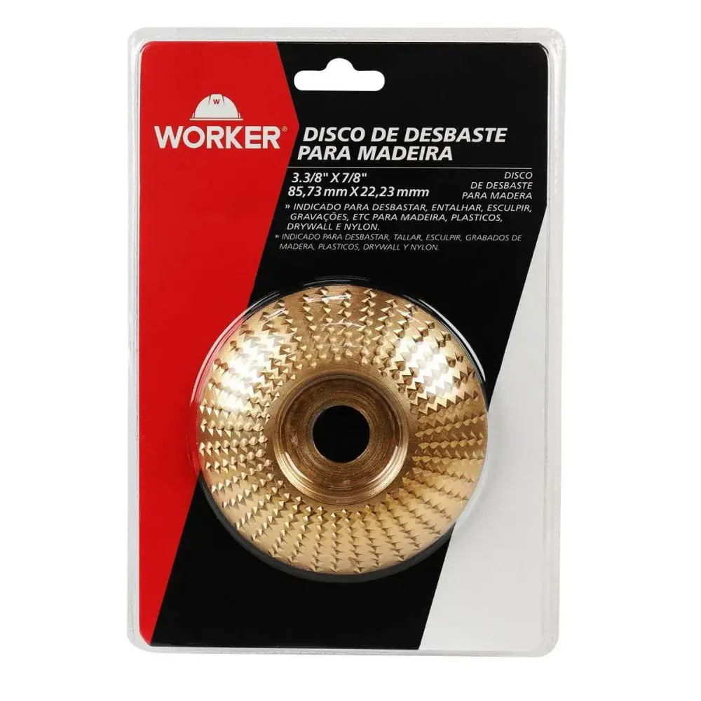 Disco de desbaste côncavo para madeira 3.3/8 x 7/8 Worker — fotografia 8
