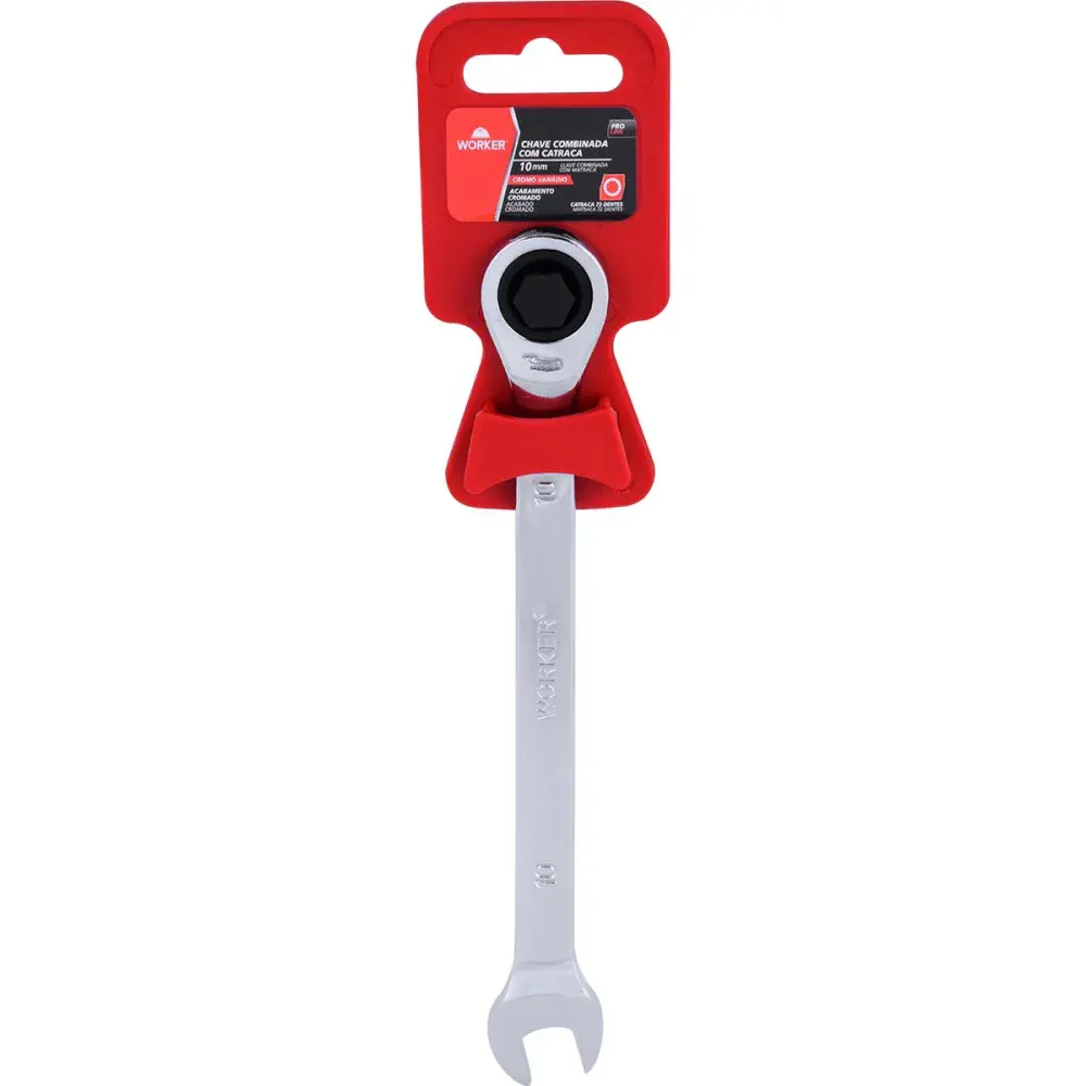 Chave combinada com catraca cromo vanádio 10MM Worker — fotografia 6