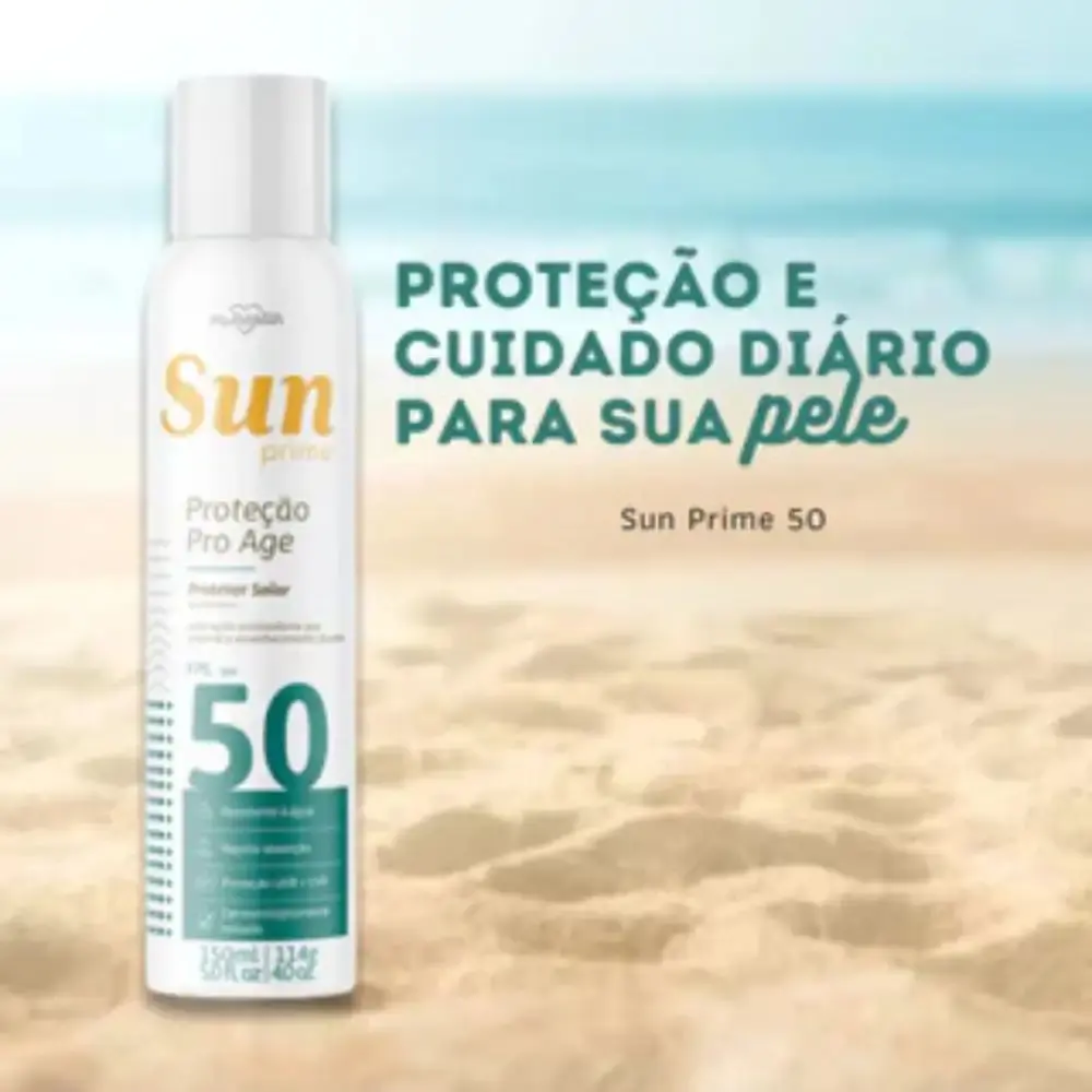 Protetor solar spray 50 fps 150ML 2 unidades AE2600019 sun prime SEM Marca — fotografia 3