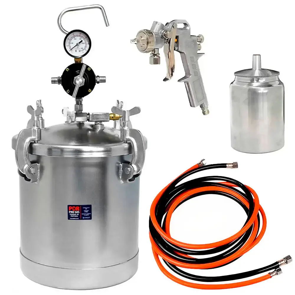 Tanque de pressão 10 litros para pintura PRO-585 completo PDR Ldr2