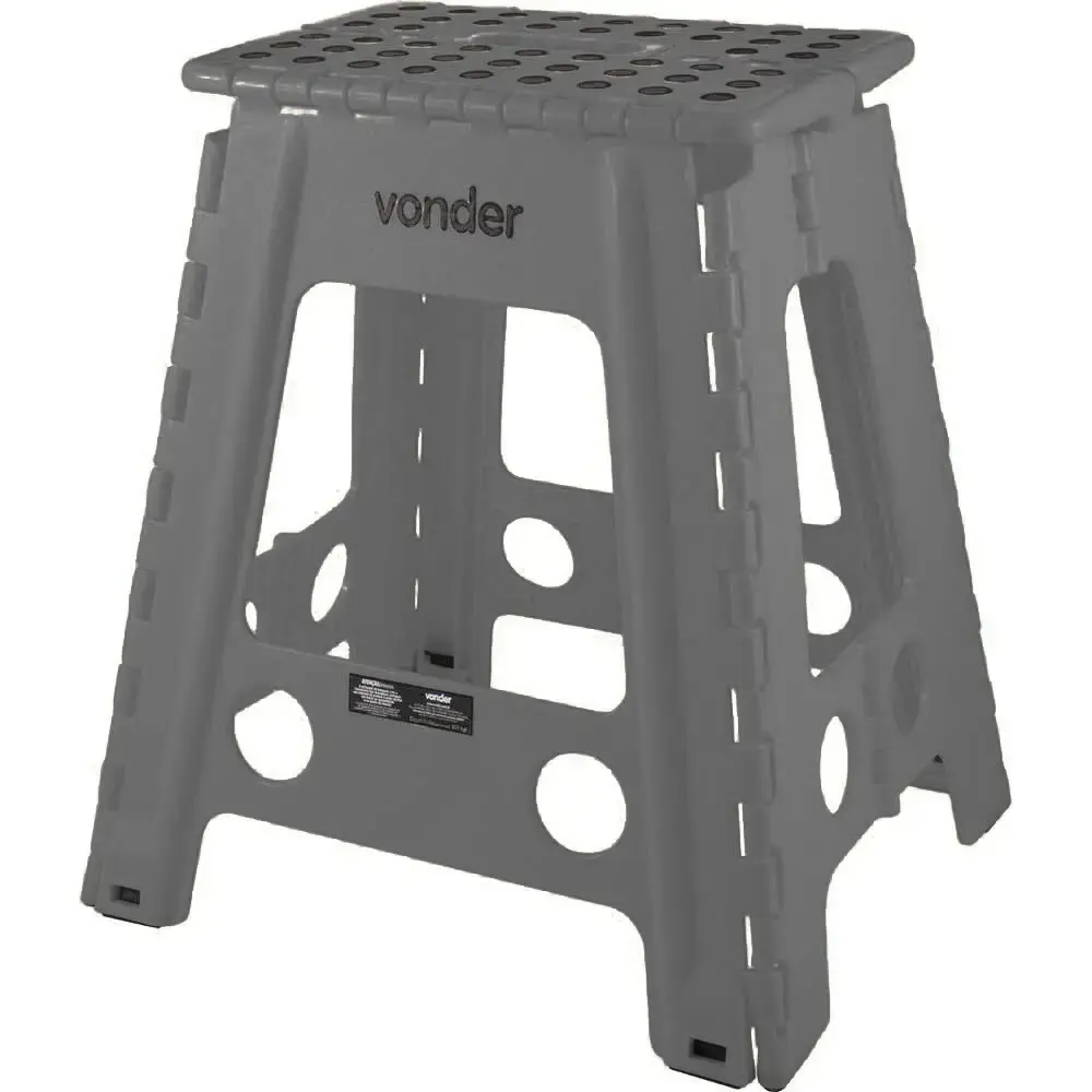 Banqueta plástica dobrável cinza 45CM Vonder — fotografia 3