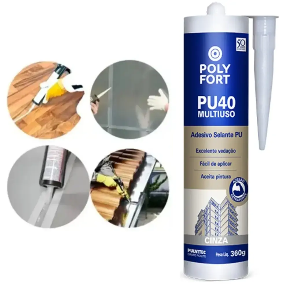 Adesivo selante multiuso PU40 cinza 360G Pulvitec — fotografia 3