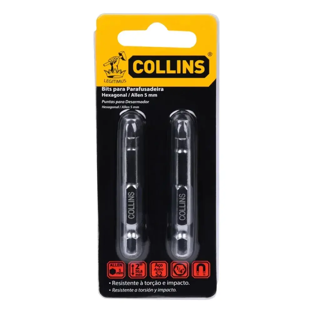 Ponta bits allen 1/4 5MMX50MM 2 peç Collins — fotografia 6