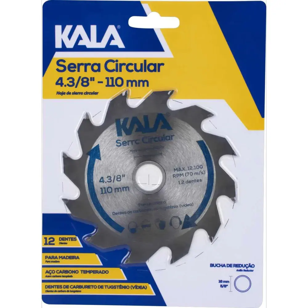 Serra circular vídea para madeira 4.3/8 110MM 12 dentes Kala — fotografia 10