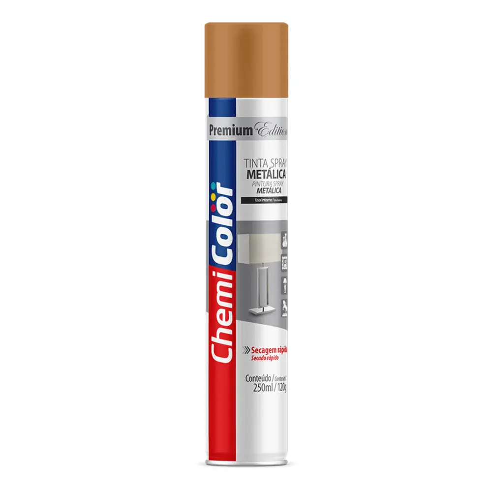 Tinta spray metálica 250ML/120G na cor bronze Chemicolor