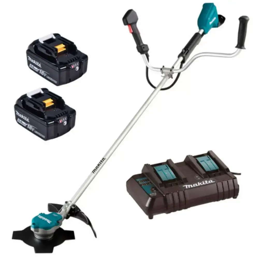 Roçadeira lateral 36V 2 baterias 5A carregador simples Makita — fotografia de referência