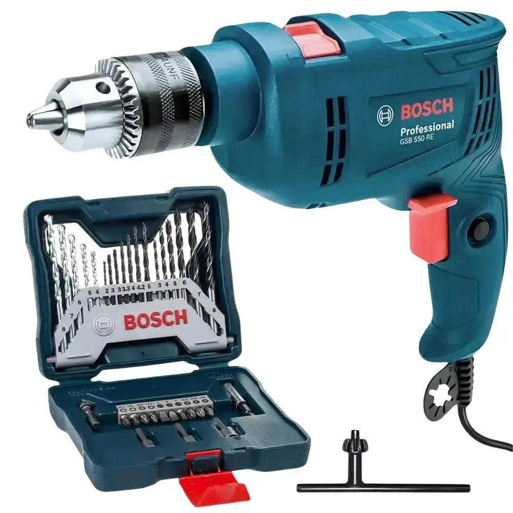 Furadeira de impacto 550W 1/2POL com kit de pontas 33 peças Bosch 220 V — fotografia de referência
