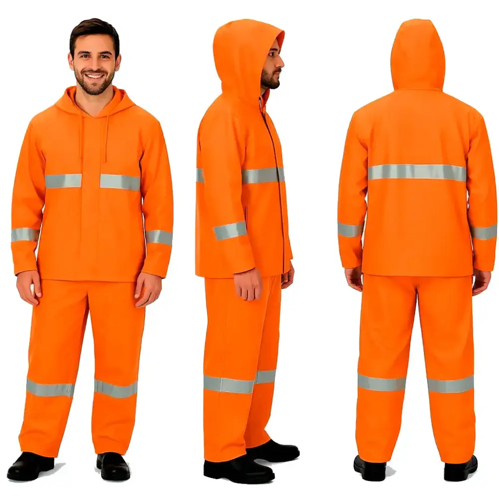 Conjunto impermeável laranja refletivo alta visibilidade Evald GG — fotografia 2