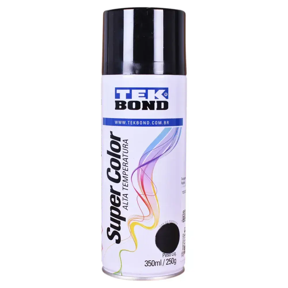 Tinta spray com alta temperatura preto 350ML Tekbond — fotografia 5