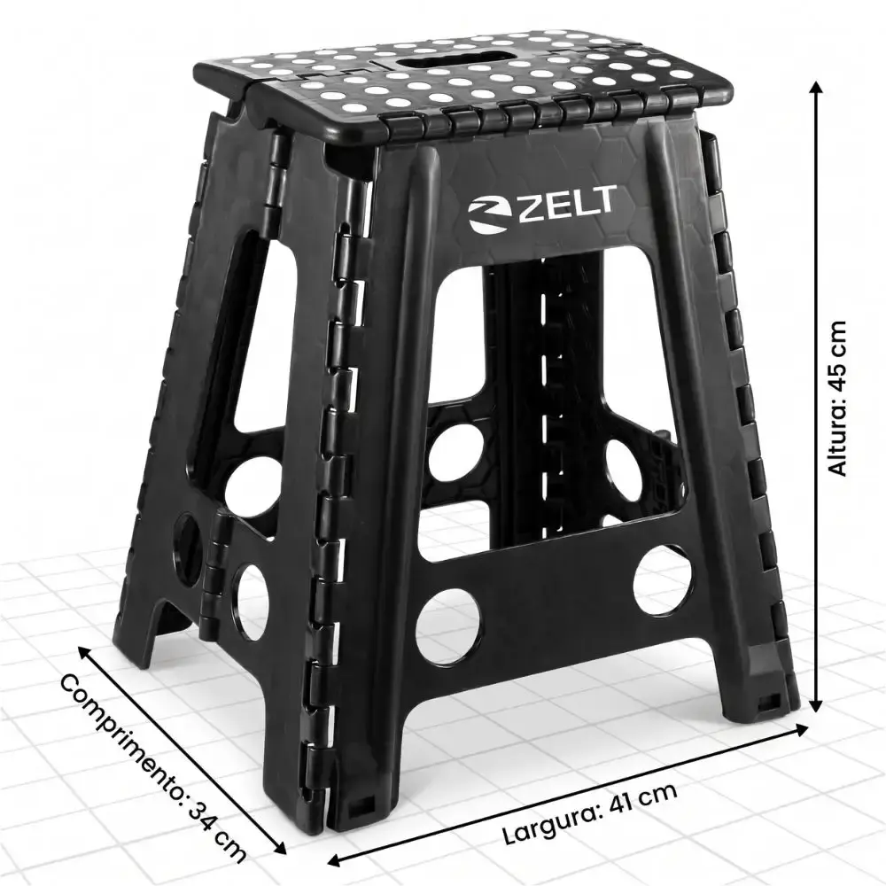 Banqueta Plástica Multiuso Portátil Dobrável 40 x 35 x 45 cm até 150 kg ZELT — fotografia 5