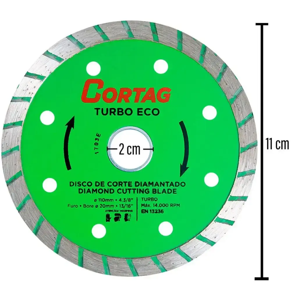 Disco diamantado 4,3/8 POL 110 MM turbo eco Cortag — fotografia 3