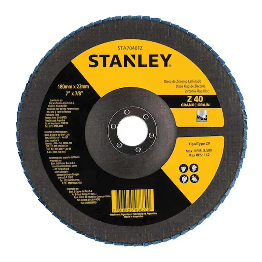 Disco flap fibra con 7" x 7/8" Z40 STA7040FZ Stanley