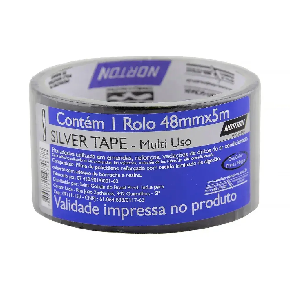 Fita silver tape preta 48MM 5M Norton — fotografia 3
