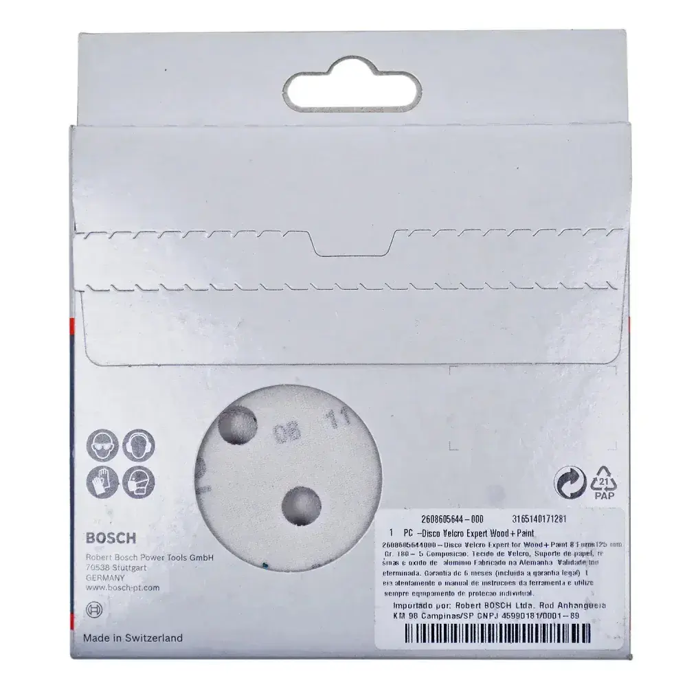 Lixa disco velcro para madeira 5 peç 125MM G180 Bosch — fotografia 10