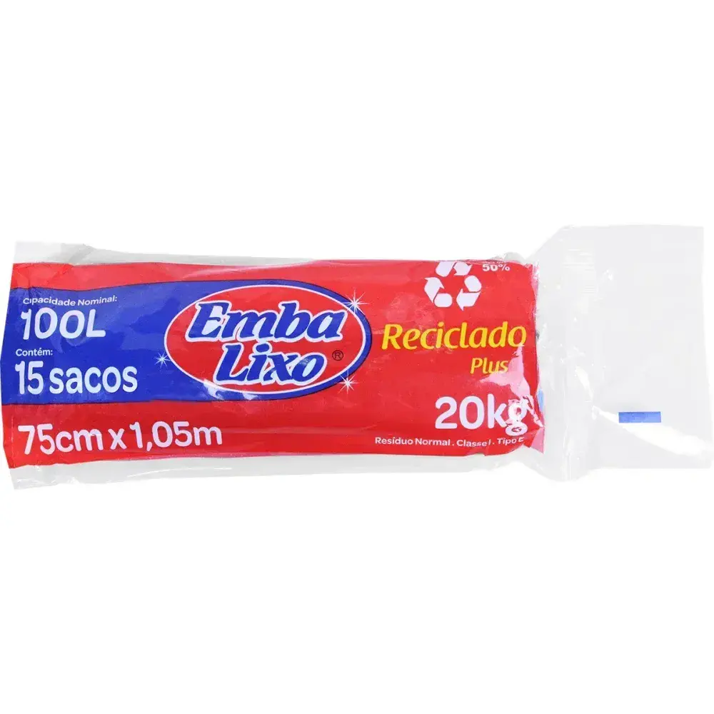 Saco de lixo rolo 100L azul 15 peç Embalixo — fotografia 4