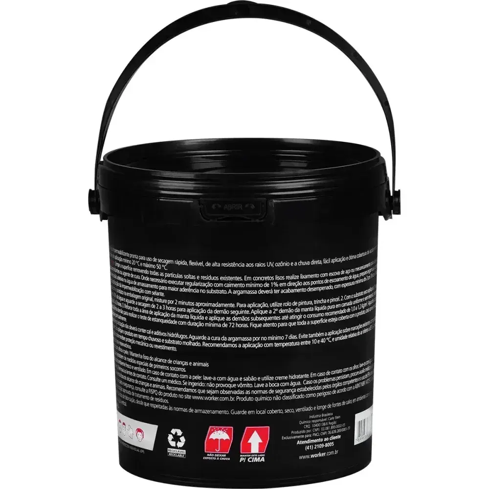 Impermeabilizante manta líquida asfáltica preta 3,6L Worker — fotografia 5