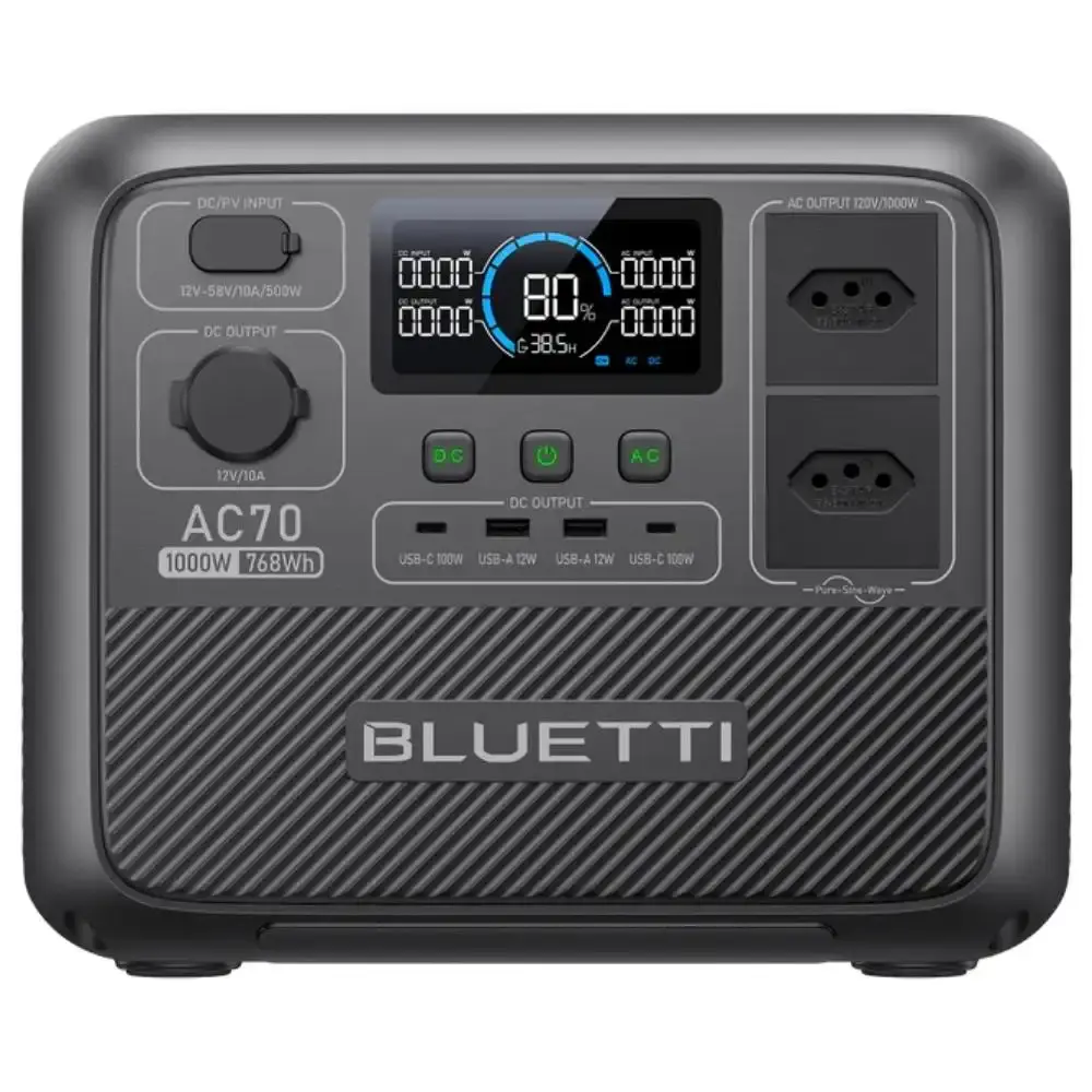 Estação de armazenamento de energia portátil 1000W 768WH AC70 110V Bluetti — fotografia de referência