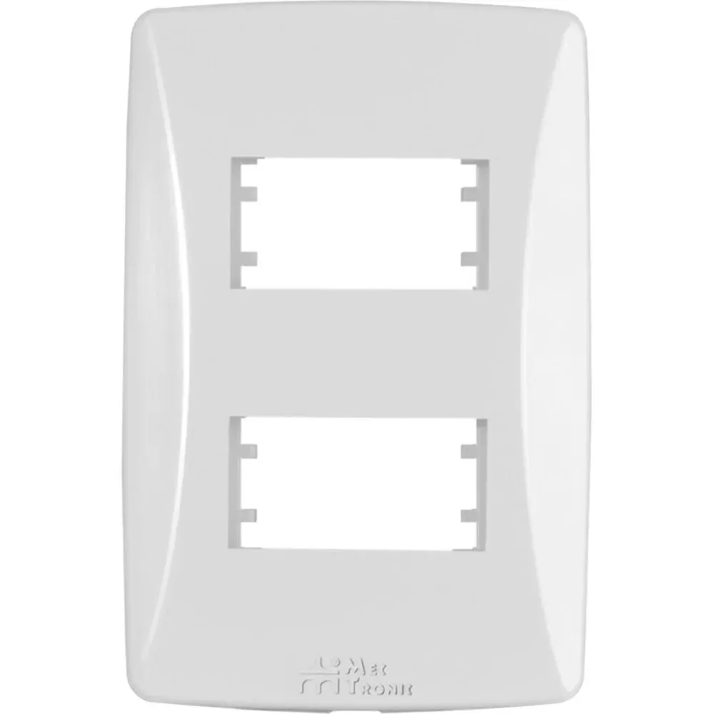 Placa 4X2 2 postos horizontal branca petra Mectronic