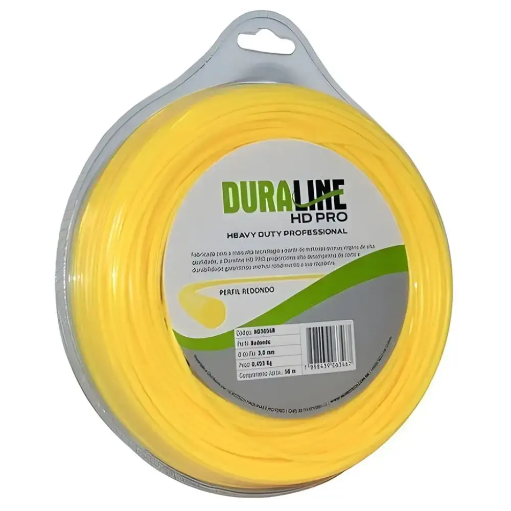 Fio de nylon redondo blister 3MM 56M amarelo para roçadeira Duraline