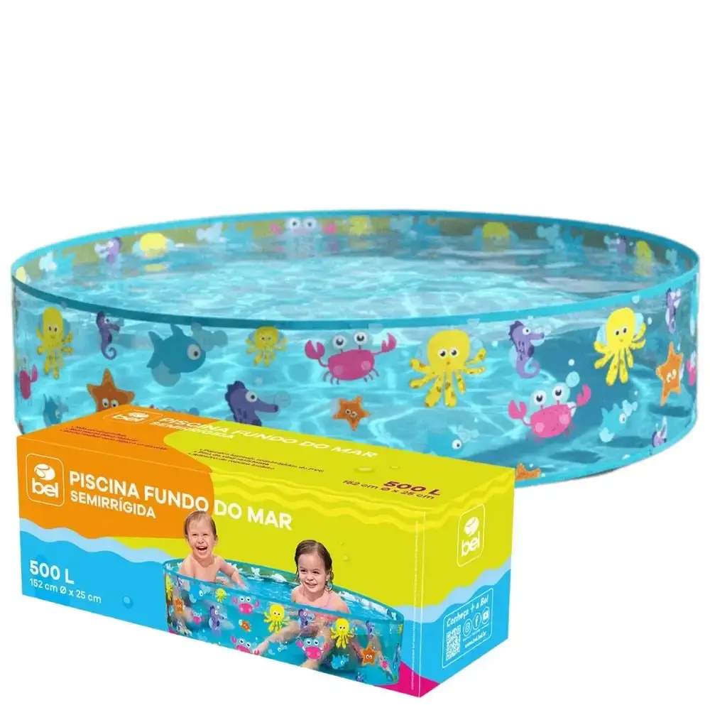 Piscina Semirrígida Infantil 500 Litros 1,52 x 1,52 M Fundo do Mar BEL Belfix — fotografia 4