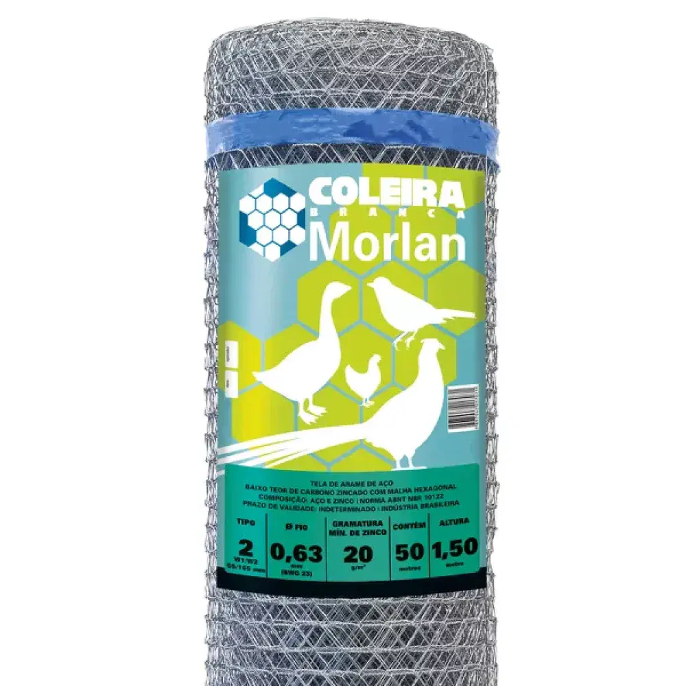 Tela galinheiro galvanizada T2 fio 23 (0,63MM) 1,50X50M Morlan — fotografia de referência