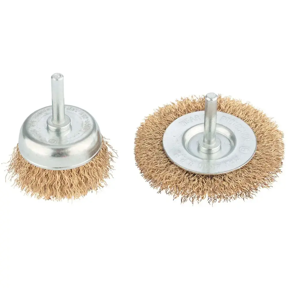 Escova de aço kit 2 peças circular 100MM e 75MM com haste MTX