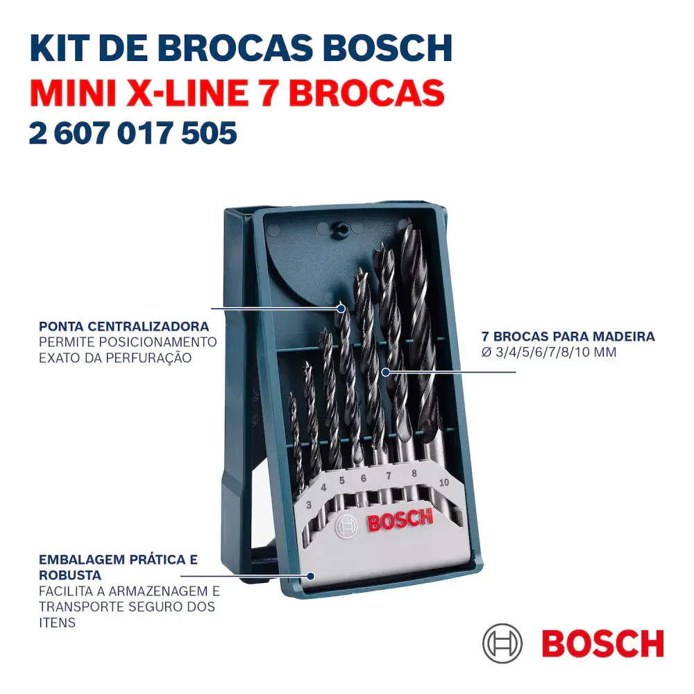 Jogo de brocas mini x-line para madeira com 7 peç Bosch — fotografia 11