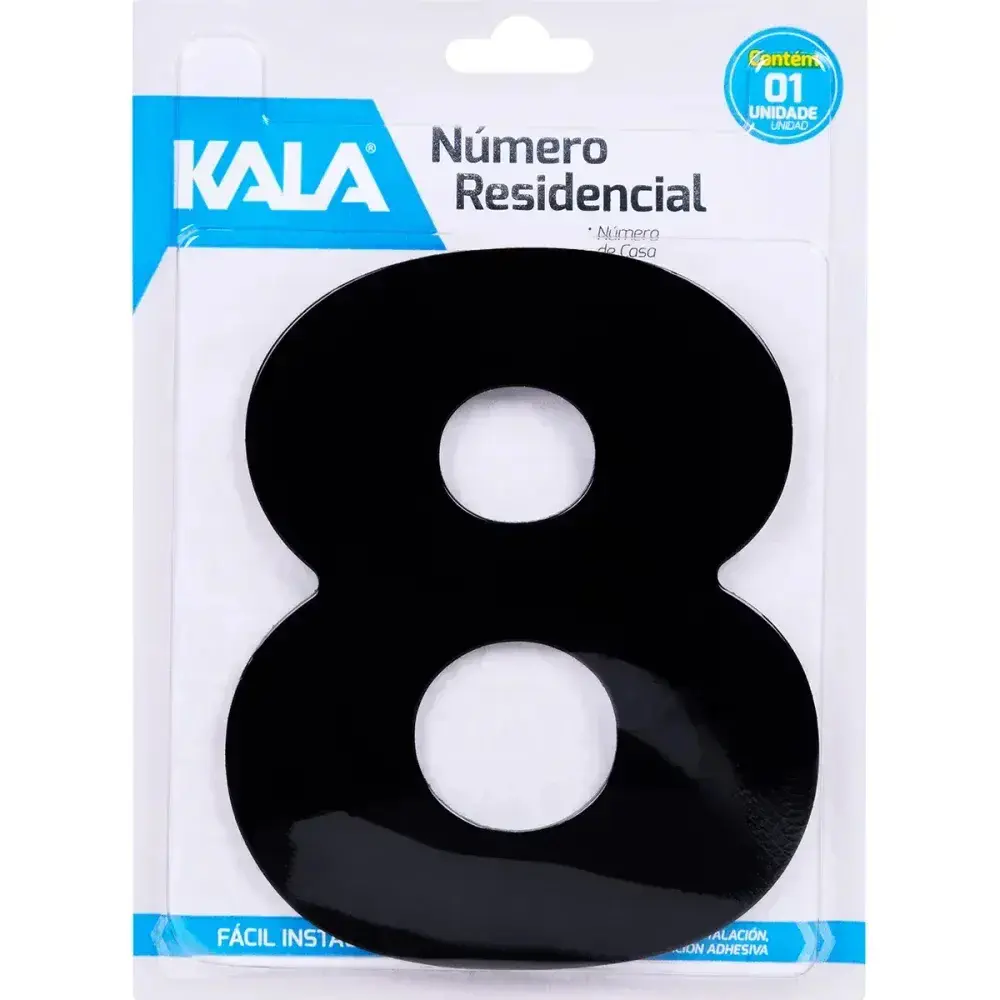 Número residencial N°8 preto 18,5CM Kala — fotografia 4