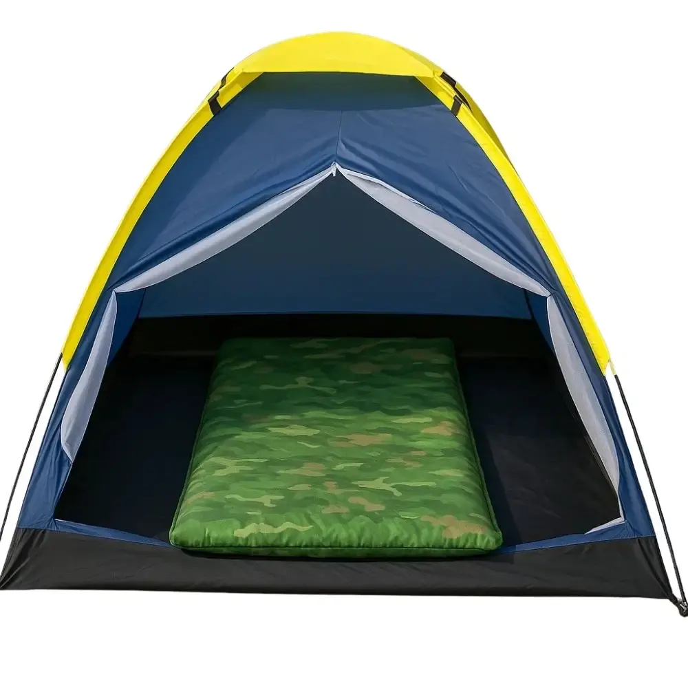 Barraca iglu para camping azul 2 pessoas com colchonete estampa camuflada Mor — fotografia 3