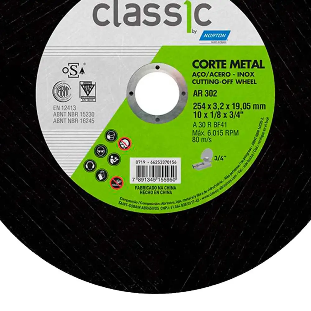 Disco de Corte 10" 2 telas Furo 3/4"maxi Classic 66253370156 NORTON — fotografia 5