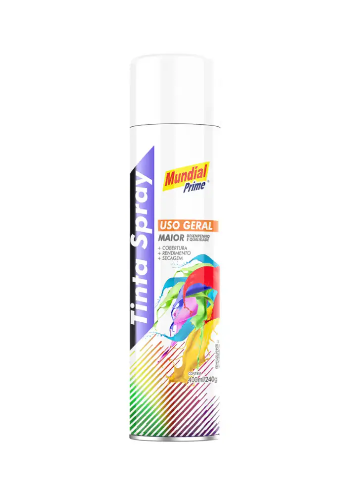 Tinta spray 400ML branco fosco AE01000094 Mundial prime — fotografia 6