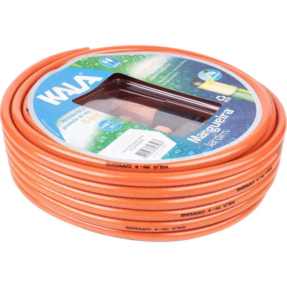 Kit mangueira jardim reforçada laranja 4 camadas 15M Kala — fotografia 6