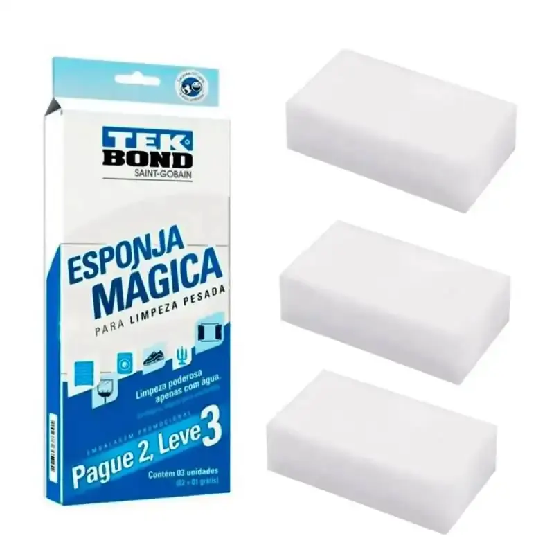 Esponja mágica com 3 unidades melamina limpeza pesada 24361000302 Tekbond