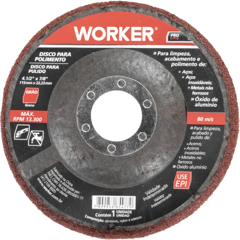 Disco de polimento 4.1/2"X7/8" grão 320 Worker — fotografia de referência