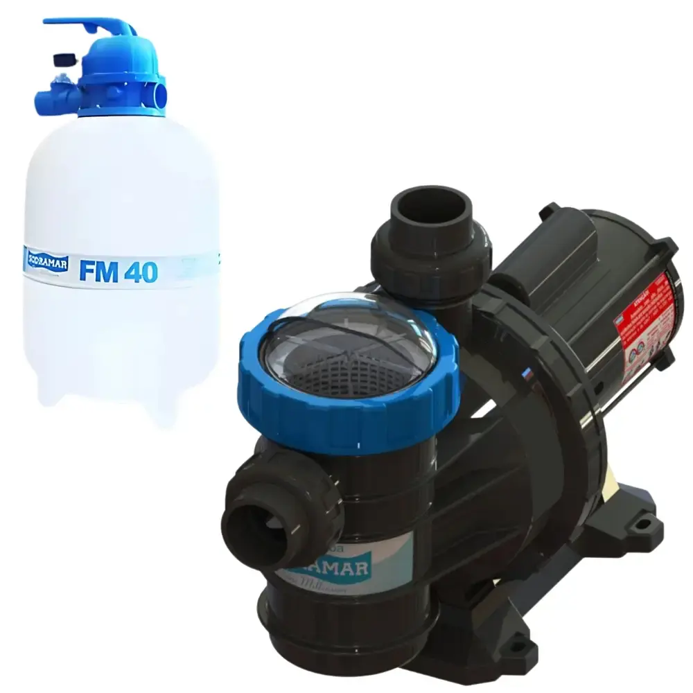 Bomba para piscina mono BM-50 + filtro para piscina 1/2CV FM-40 sodramar Filter — fotografia de referência